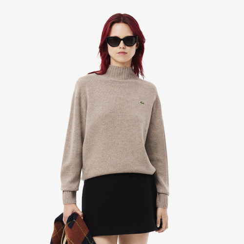 High Neck 3D Knit Cashmere Sweater