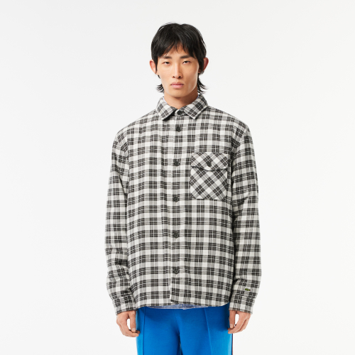 Checked Overshirt with Contrast Quilting