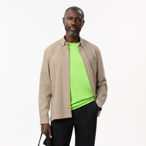 Cotton Blend Plaid Overshirt