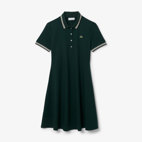 Stretch Polo Collar Skater Dress