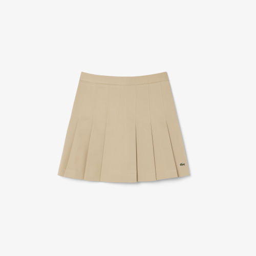 Short Stretch Cotton Pleated Skirt