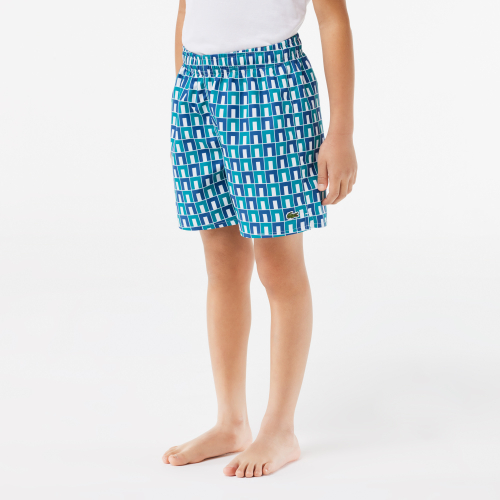 Monogram Print Swim Trunks