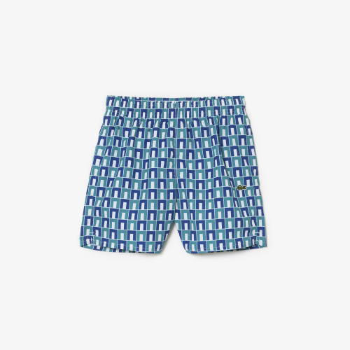 Monogram Print Swim Trunks