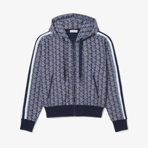Monogram Jacquard Zip Front Hoodie