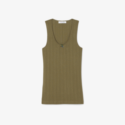 Slim Fit Pointelle Knit Cotton Tank Top