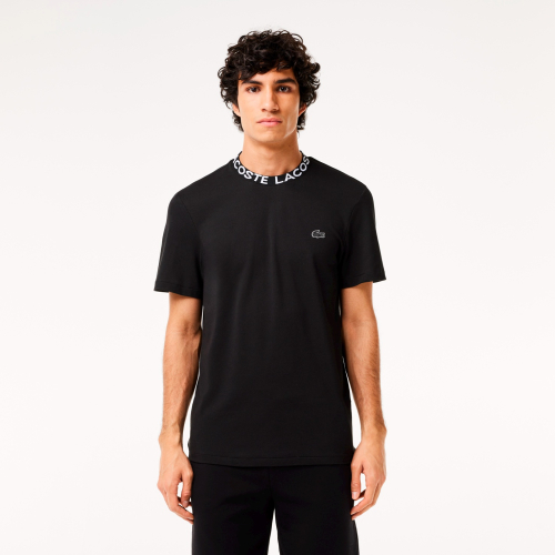 Jacquard Rib Knit Collar Pique T-shirt