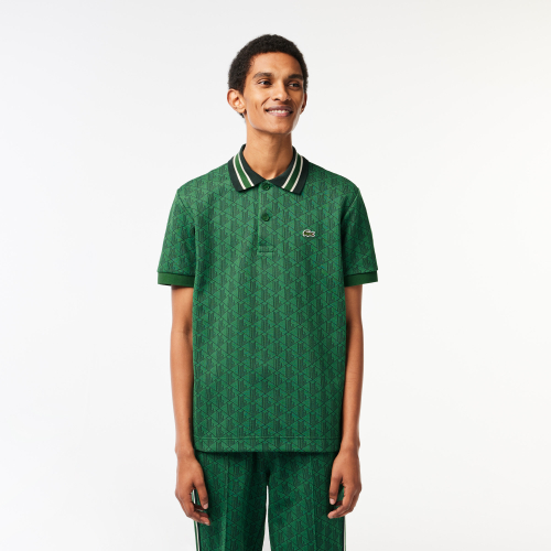 Classic Fit Contrast Collar Monogram Motif Polo Shirt