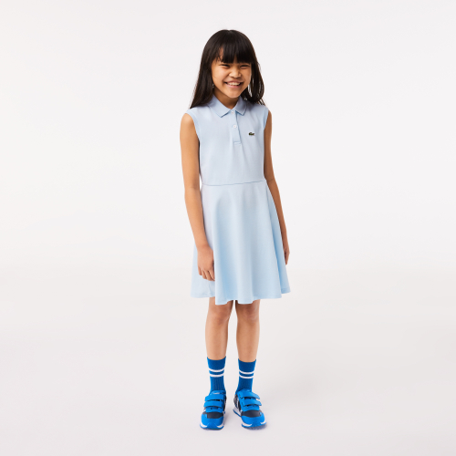 Girls, Lacoste Fit and Flare Stretch Piqué Polo Dress