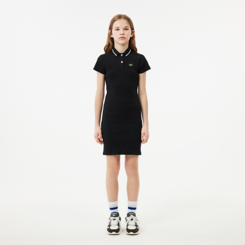 Ribbed Knit Polo Dress