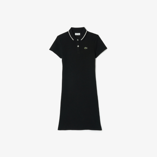Ribbed Knit Polo Dress