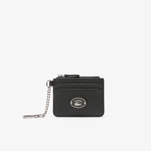 Women's Lacoste Snap Hook Grained Leather Card Holder
