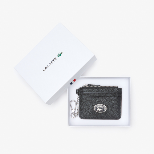 Women's Lacoste Snap Hook Grained Leather Card Holder