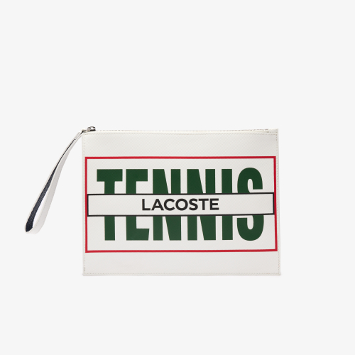 Tennis Print Coated Canvas Clutch