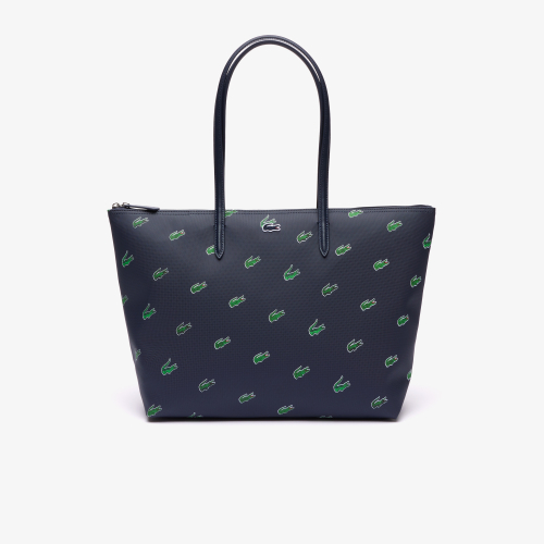 Coated Canvas Croc Print Tote Bag