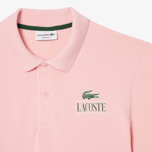 Lacoste Signature Print Stretch Piqué Polo Shirt
