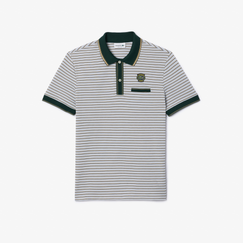 Striped Cotton Pique Heritage Badge Polo Shirt