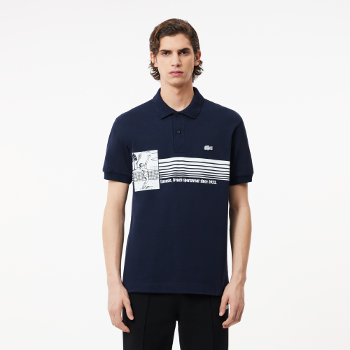 French Made Original L.12.12 Print Polo Shirt  