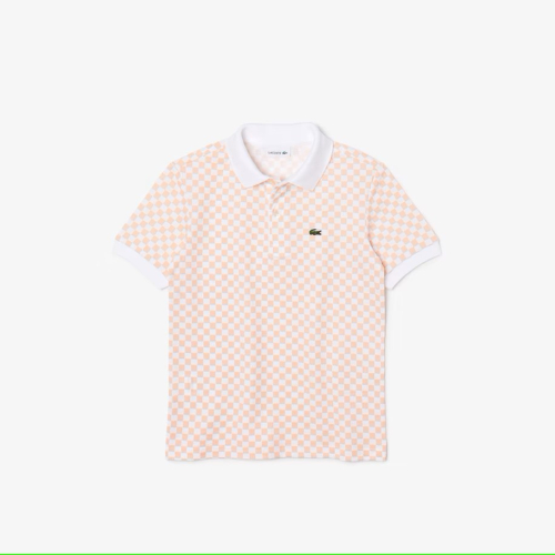 Boys’ Lacoste Checkerboard Print Cotton Piqué Polo Shirt