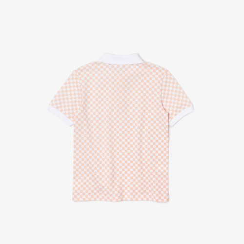 Boys’ Lacoste Checkerboard Print Cotton Piqué Polo Shirt