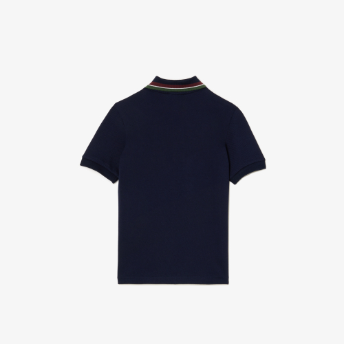 Boys' Lacoste Tricolor Collar Cotton Petit Piqué Polo Shirt