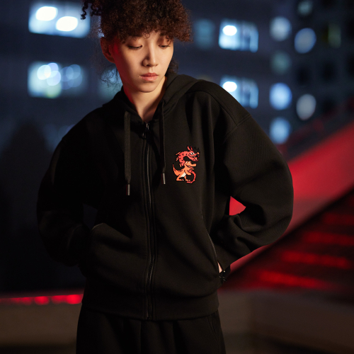 Printed Cotton Pique Zipped Sweatshirt