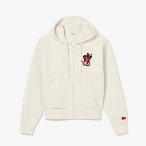 Printed Cotton Pique Zipped Sweatshirt