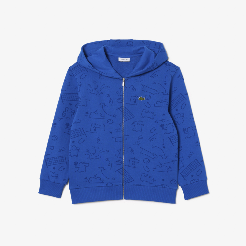 Printed Unbrushed Fleece Zipped Sweatshirt