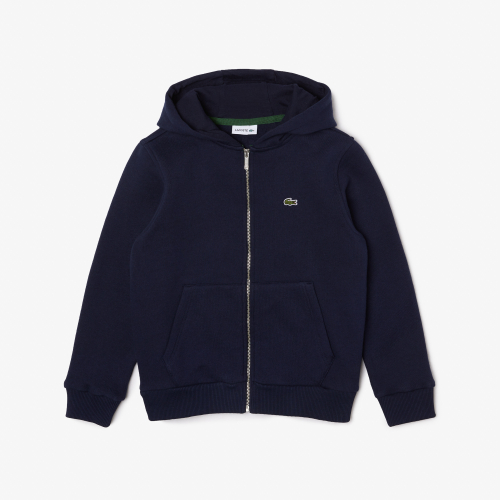 Kids' Lacoste Kangaroo Pocket Hooded Zippered Sweatshirt